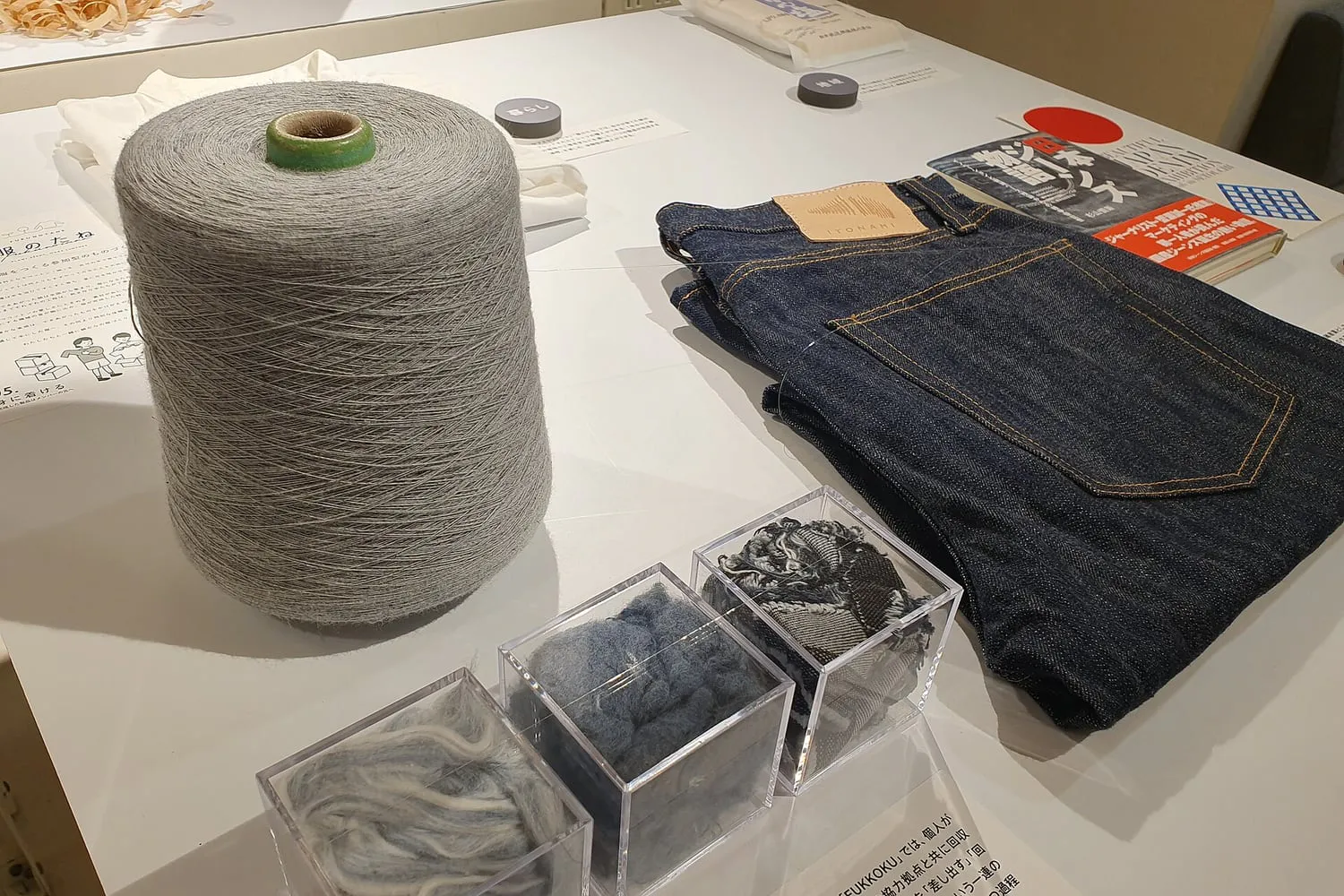 A stack of folded denim jeans